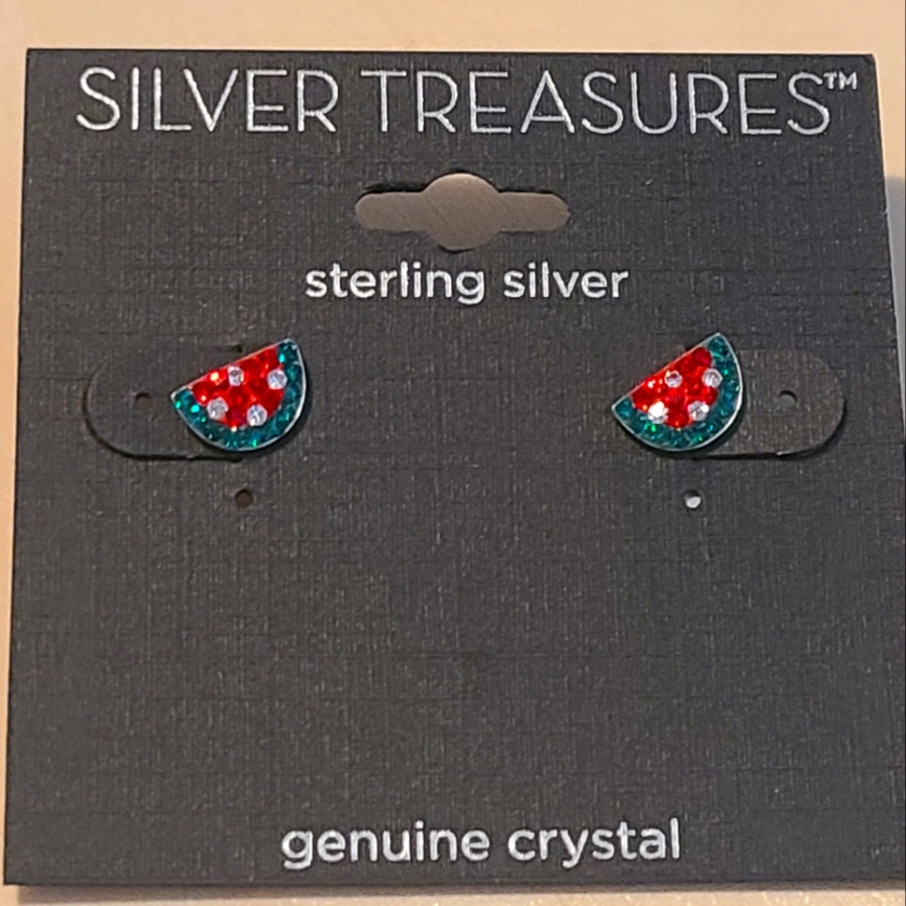 Watermelon 🍉 Stud Earrings with Crystals
